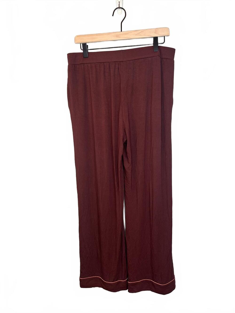 Women's Bamboo Stretch-Knit Long Sleeve Pajama Set Burgundy L - Picture 7 of 8